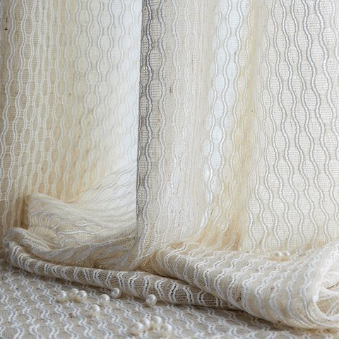 Wave Some Magic Oatmeal Net Trellis Heavy Sheer Curtain 1