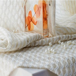 Wave Some Magic Oatmeal Net Trellis Heavy Sheer Curtain 8