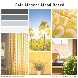 Hello Sunshine Modern Art Deco Yellow Patterned Curtain Drapes 8