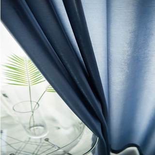 Satiny Touch Textured Navy Blue Sheer Curtain 5