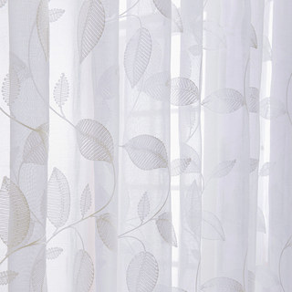 Wispy Woodland White Embroidered Sheer Curtain 2