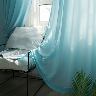 Satiny Touch Baby Blue Sheer Curtain 1