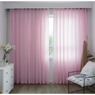 Satiny Touch Textured Pink Sheer Curtain 2