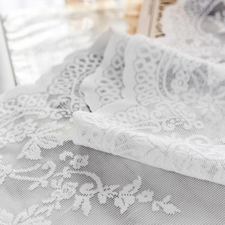 Amanda Ivory White Floral Lace Net Sheer Curtain 8