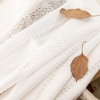 Sakura Hollowed Stripes Ivory White Lace Sheer Curtain 2
