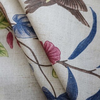 Bird and Vine Jute Style Floral Curtains 7