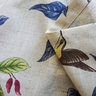 Bird and Vine Jute Style Floral Curtains 8