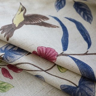 Bird and Vine Jute Style Floral Curtains 6