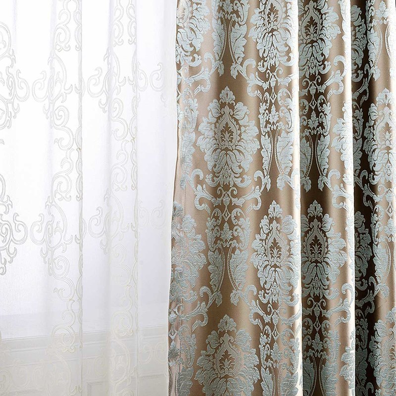 Demure Florals Damask Embroidered Ivory White Sheer Curtain