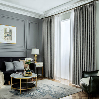 Luxury Metallic Champagne and Blue Jacquard Blackout Curtain Drapes 11