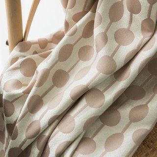 Beaded Lines Light Brown Dots and Stripes Mid Century Modern Chenille Curtain 10