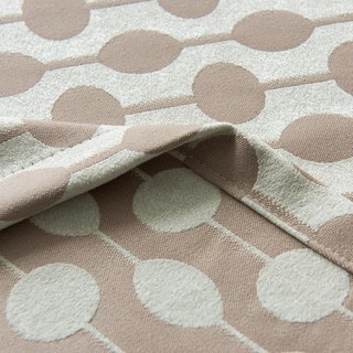 Beaded Lines Light Brown Dots and Stripes Mid Century Modern Chenille Curtain 12