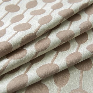 Beaded Lines Light Brown Dots and Stripes Mid Century Modern Chenille Curtain 11