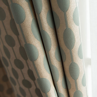 Beaded Lines Pastel Green Dots and Stripes Mid Century Modern Chenille Curtain 6