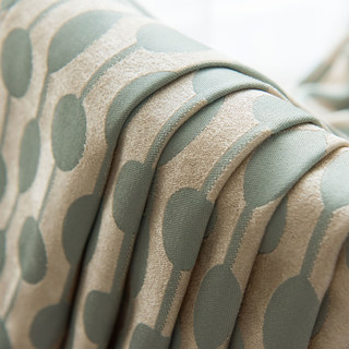 Beaded Lines Pastel Green Dots and Stripes Mid Century Modern Chenille Curtain 8