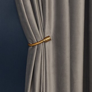 Fine Light Gray Velvet Curtain Drapes 2