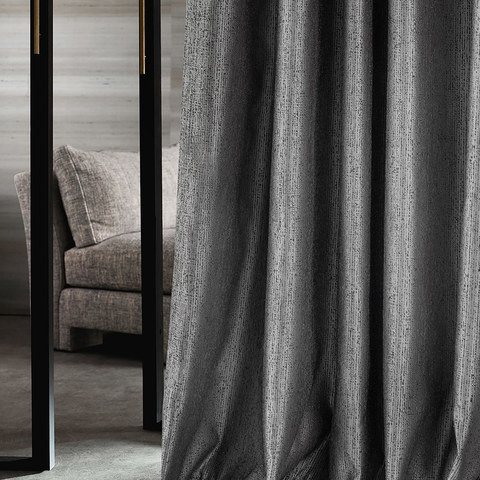 Metallic Fantasy Subtle Textured Striped Shimmering Silver Gray Curtain Drapes 1