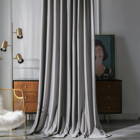 Scandinavian Basketweave Textured Ash Gray Velvet Blackout Curtains 1