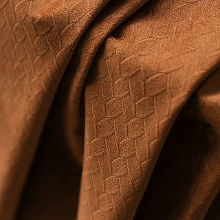 Scandinavian Basketweave Textured Caramel Terracotta Burnt Orange Velvet Blackout Curtains 5