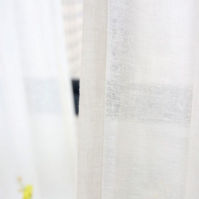 Touch of Sunshine White Heavy Semi Sheer Curtain