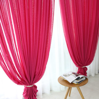 Crisscross Calm Rose Pink Textured Sheer Curtain 2