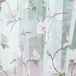 Morning Flower Pink Organza Floral Sheer Curtain 4