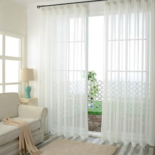 Notting Hill Ivory White Textured Sheer Curtain 3