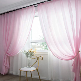 Satiny Touch Pink Sheer Curtain 1