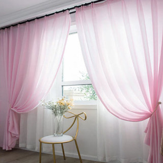 Satiny Touch Textured Pink Sheer Curtain