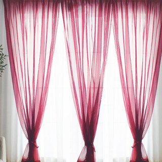 Smarties Burgundy Wine Red Soft Sheer Curtain 6