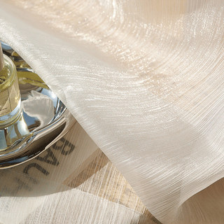 Paris Cascade Shimmering Striped White Organza Sheer Curtain 6