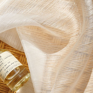 Paris Cascade Shimmering Striped White Organza Sheer Curtain 7