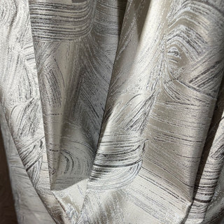 Brushscape Abstract Cream Taupe Champagne Curtain with Metallic Sheen 4