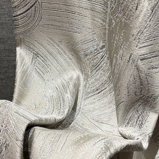 Brushscape Abstract Cream Taupe Champagne Curtain with Metallic Sheen 3