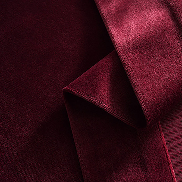 Velvet Cloth Wine Red Color Blocking Beige Curtain For - Temu