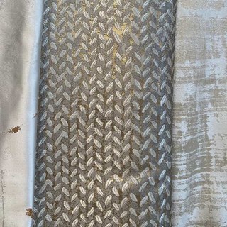 Field of Gold Jacquard Abstract Grain Patterned Mocha Curtain with Gold Details 3