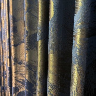 Nocturne Ginkgo Leaves Haze Blue & Brown Floral Curtain 6