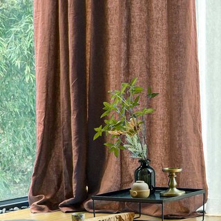 Wabi Sabi Pure Flax Linen Terracotta Heavy Semi Sheer Curtain 1