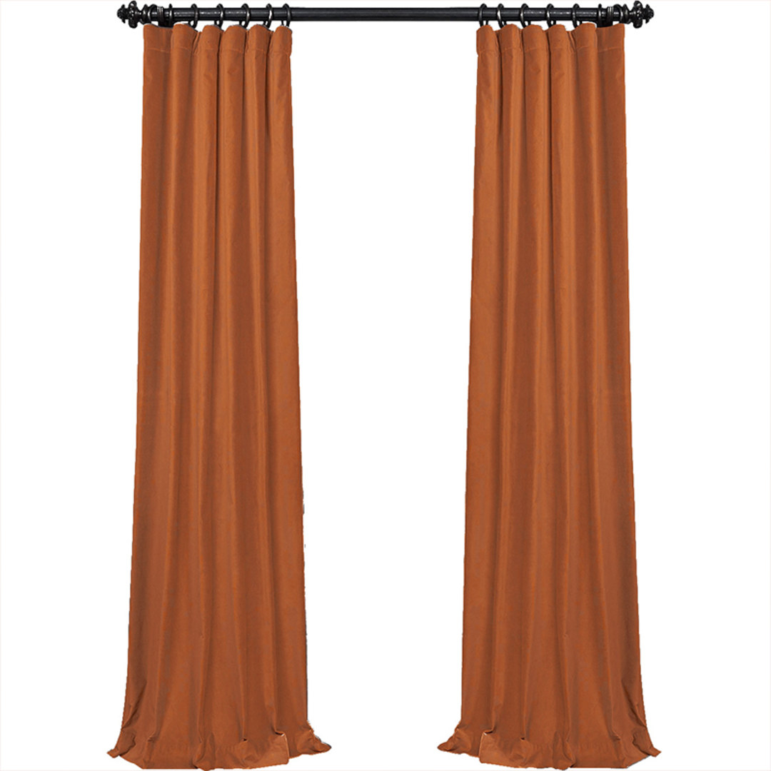 Microfiber Burnt Orange Velvet Curtain