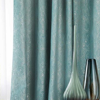 New Classics Luxury Damask Jacquard Turquoise Blue Curtain Drapes 1