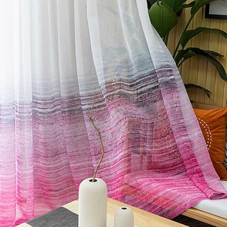 Brush Strokes Pink Ombre Sheer Curtains 1