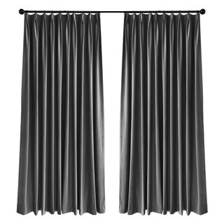 Fine Light Gray Velvet Curtain Drapes 4