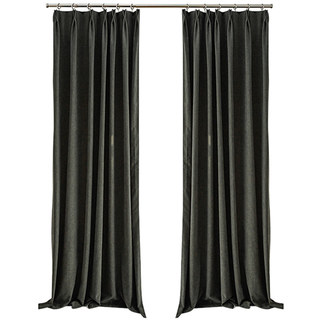 Exquisite Matte Luxury Charcoal Black Chenille Curtain Drapes 3