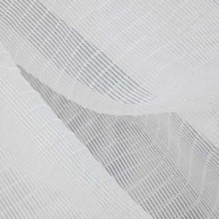 Tide 3D Jacquard Horizontal Striped Grid White Sheer Curtain 10