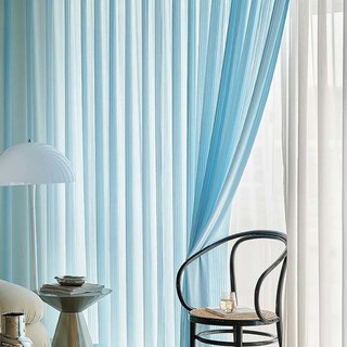 Sun Rays Bold Striped Blue Sheer Curtain 2