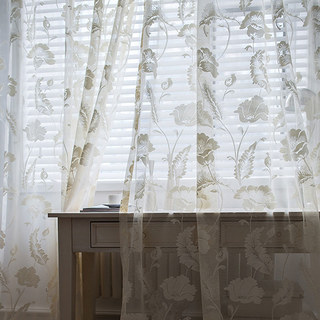 Eden Flower Jacquard Cream Lace Net Curtains
