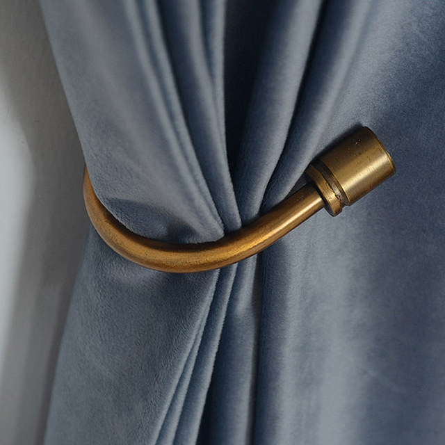 Fine Cadet Blue Velvet Curtain Drapes 1