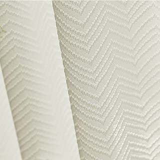 Japanese Ivory White Chevron Wave Geometric Mirror Sheer Curtain