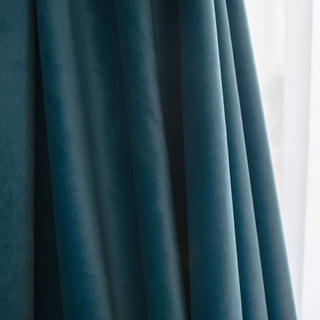 Lustrous Microfiber Teal Blue Velvet Curtain Drapes 2