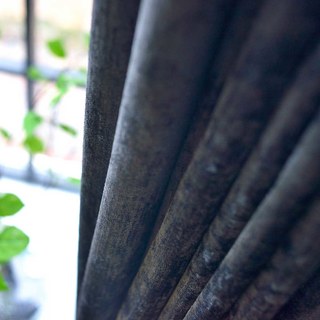 LuxeTouch Charcoal Dark Gray Chenille Curtain Drapes 3